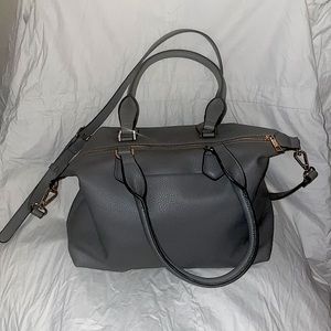 Gray Satchel Handbag/Purse With Adjustable Removable Shoulder Strap